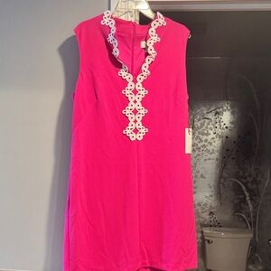 Pink Sleeveless dress with White Embroidery. Very LP vibes! Brand new!